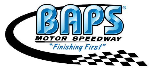 BAPS motor speedway Logo saying "finishing first" at the bottom