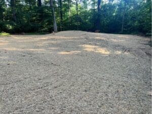Newly graded grass area prepared for an outdoor project